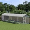 Outdoor Dog Kennel with Roof Silver 6.6'x45.9'x8.2' Galvanized Steel