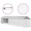 Outdoor Dog Kennel with Roof Silver 6.6'x45.9'x8.2' Galvanized Steel