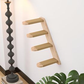 Four-layer Wooden Cat Climbing Frame With Sisal Rope Wall-mounted Multi-layer Cat Play Structure (Option: Wood)