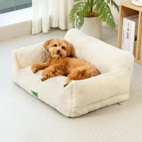 MEWOOFUN Cat Sofa Bed - Washable Pet Bed With Removable Cover & Non-Slip Bottom For Indoor Cats & Small Dogs White, Medium (Option: QCP191)