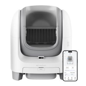 PETMARVEL C1 Large Open Top Smart WiFi Self-Cleaning Litter Box, White (Color: White)