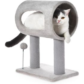 Gray Indoor Cat Tree With Hanging Ball 20.5Cat Tree With Tunnel Bed And Scratching Post Cat Tower (Option: Gray)