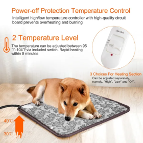Pet Heating Pad Dog Cat Electric Heating Mat Waterproof Adjustable Warming Blanket (Option: Gray)